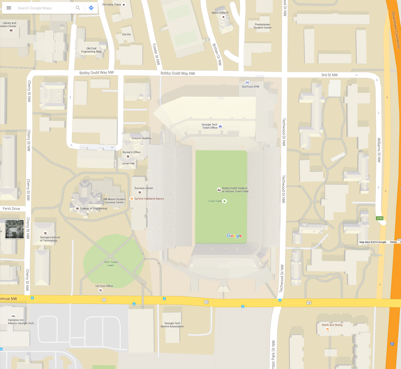Google Maps view of Bobby-Dodd.